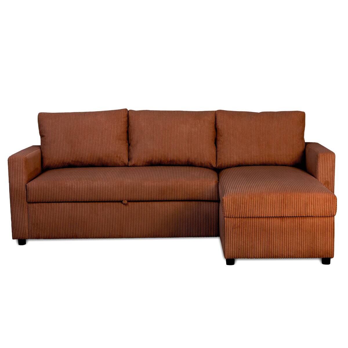 Ecksofa mit Bettfunktion und Bettkasten terracotta Microfaser B/H/T: ca. 215x145x82 cm