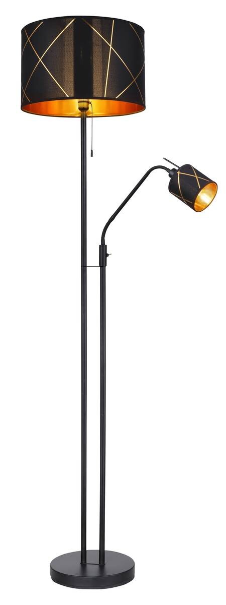 GLOBO Stehlampe Bemmo schwarz gold Metall Acryl Textil H/D: ca. 175x40 cm