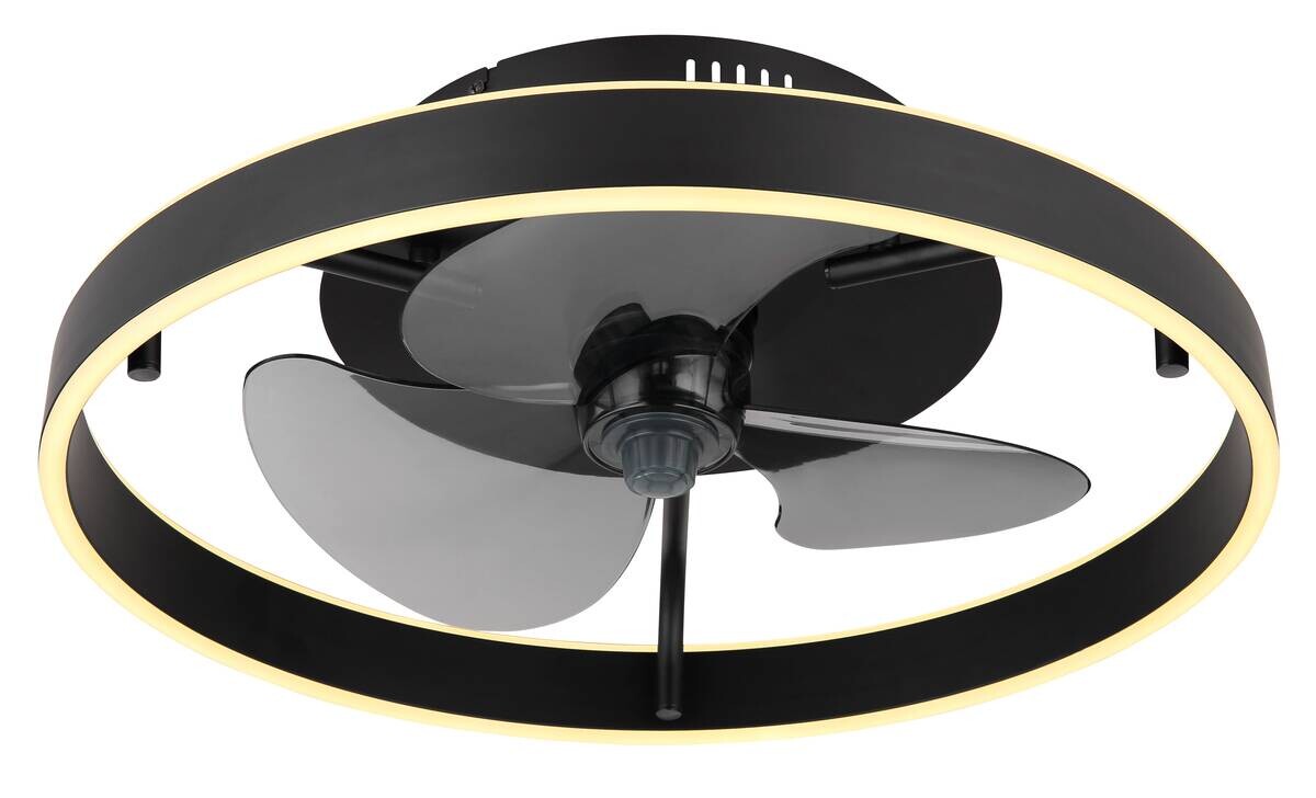 GLOBO Deckenventilator schwarz Opal Rauch H/D: ca. 14,5x50 cm max. 40 W