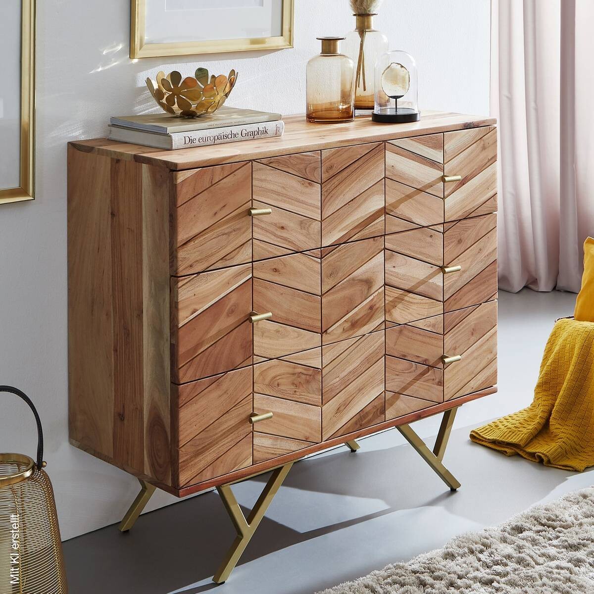 Sideboard natur gold B/H/T: ca. 90x86,5x40 cm