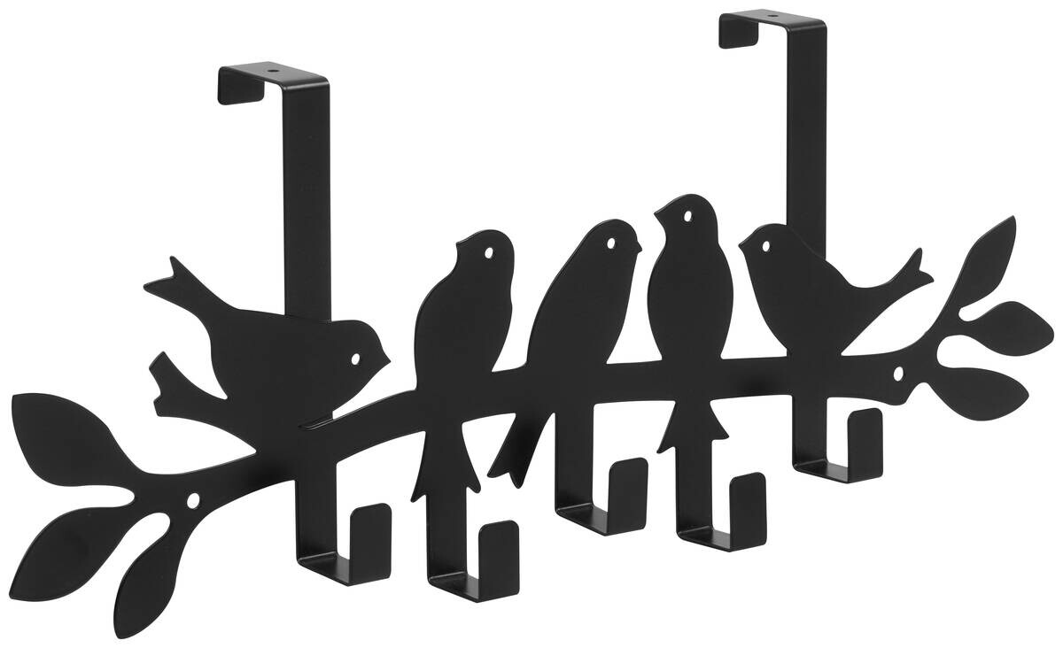 Garderobenleiste Birds schwarz Metall B/H/T: ca. 48x19x7 cm