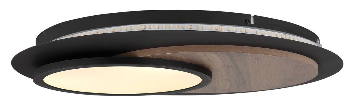 GLOBO Deckenleuchte mattschwarz Opal MDF Metall H/D: ca. 5,6x48 cm 1 Brennstellen