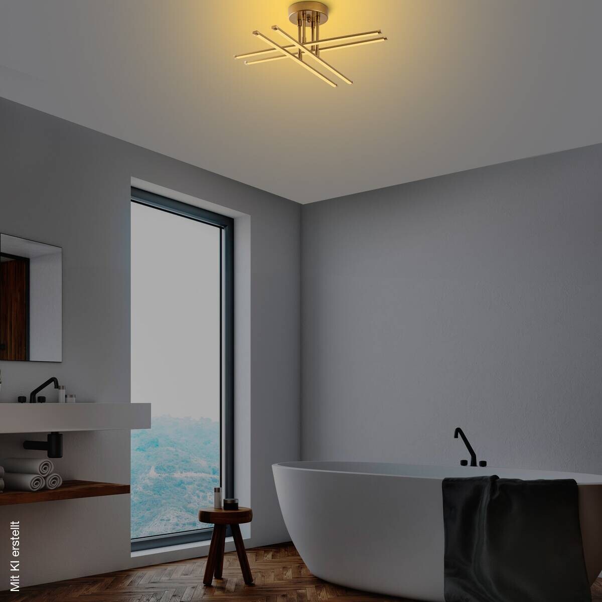 Opviq LED-Deckenleuchte gold B/H/T: ca. 61x22x61 cm