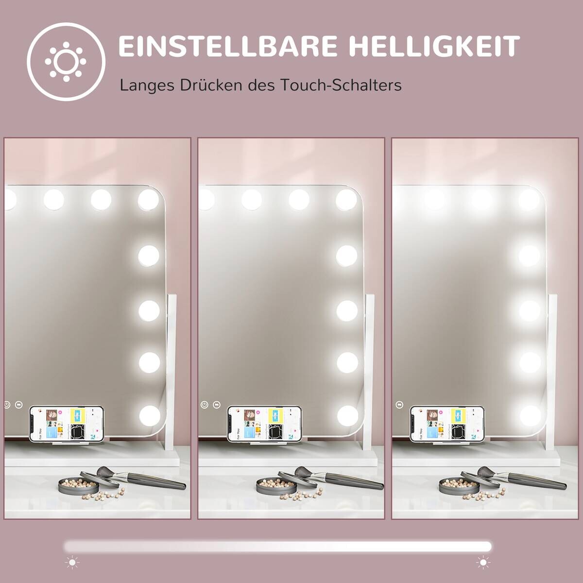 HOMCOM LED-Spiegel weiß B/H/L: ca. 14x52x62,5 cm