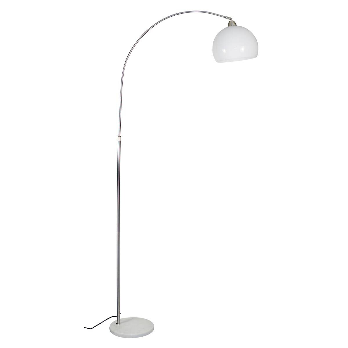 POCOline Stehlampe Arco weiß nickel Metall Kunststoff H: ca. 208 cm E27 1 Brennstellen