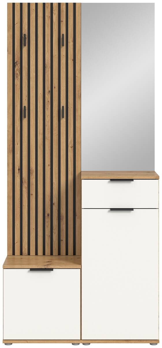 Garderobe Simple Eiche Artisan Nachbildung weiß B/H/T: ca. 88x195x35 cm
