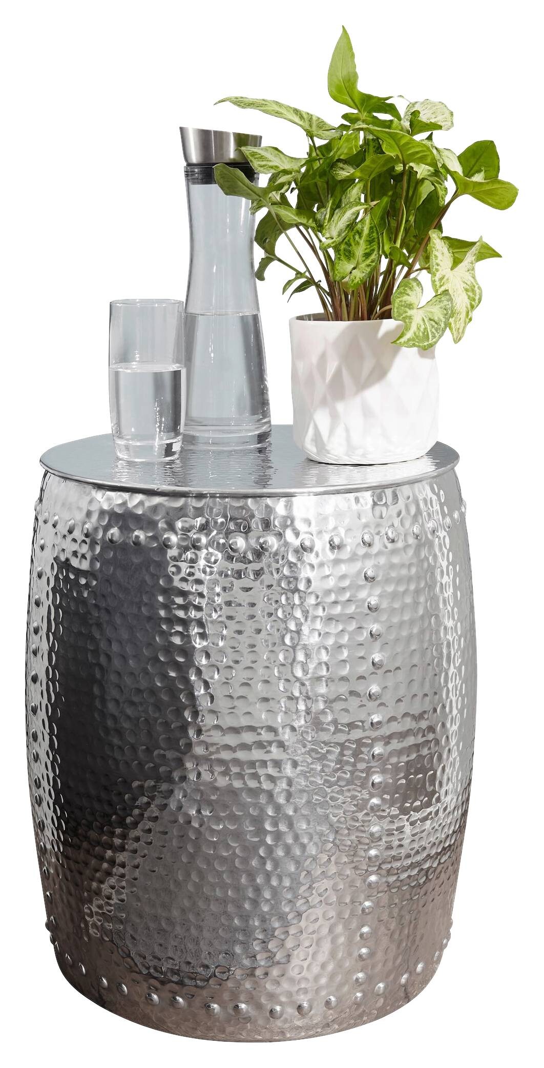 Beistelltisch silber Aluminium B/H/T: ca. 42x49x42 cm