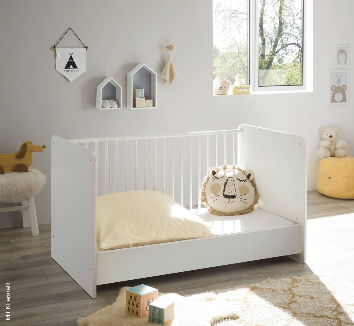 Babybett Alex weiß Graphit Liegefläche B/L: ca. 70x140 cm