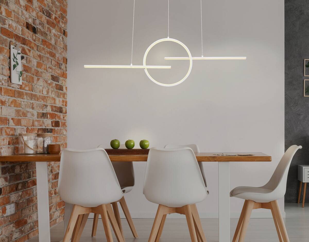 GLOBO LED-Pendelleuchte weiß Opal Acryl Metall B/H/T: ca. 10,5x150x124 cm