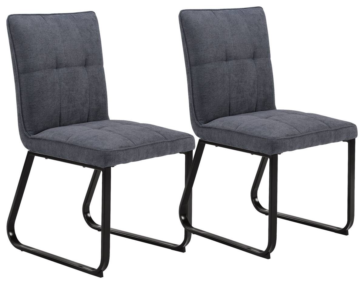 Stuhl TALEA 2er-Set dunkelgrau schwarz Webstoff Metall B/H/T: ca. 46x86x55 cm