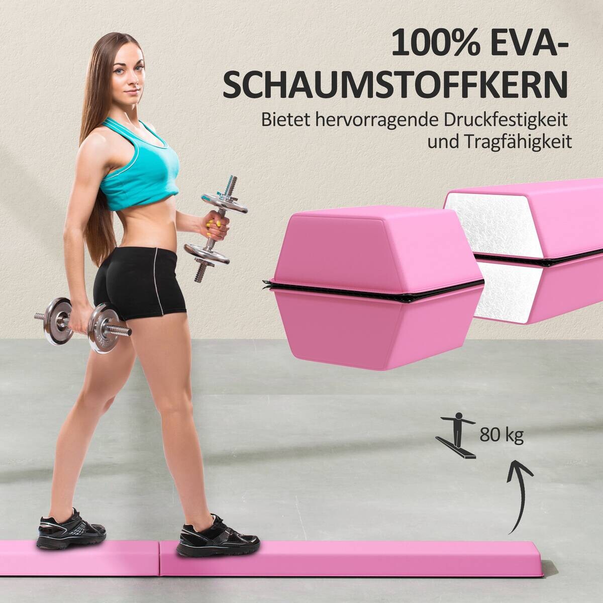 SPORTNOW Schwebebalken rot Kunststoff B/H/L: ca. 15x6,5x236 cm