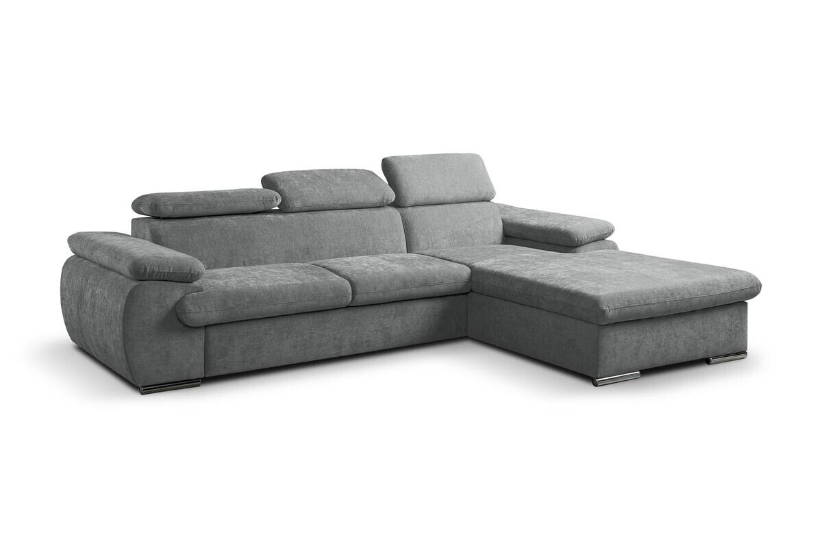 Ecksofa mit Bettfunktion und Bettkasten hellgrau Polyester B/H/T: ca. 284x102x196 cm