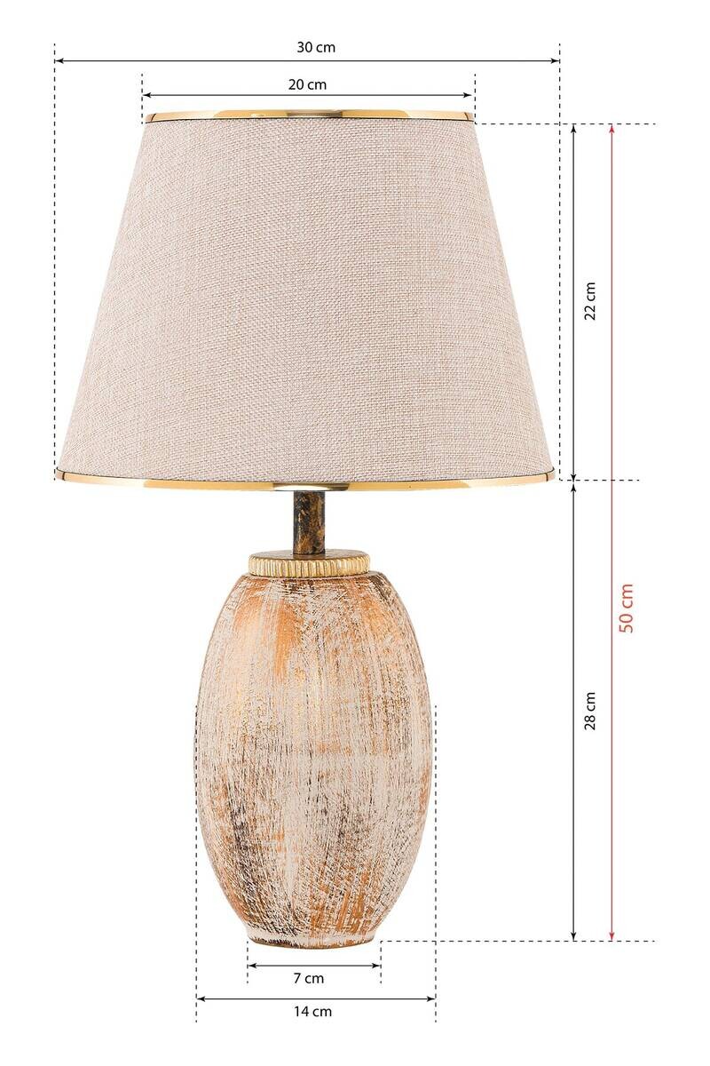 Opviq Tischleuchte gold beige Stoff Metall B/H/T/L/D: ca. 30x50x30x30x30 cm E27 1 Brennstellen