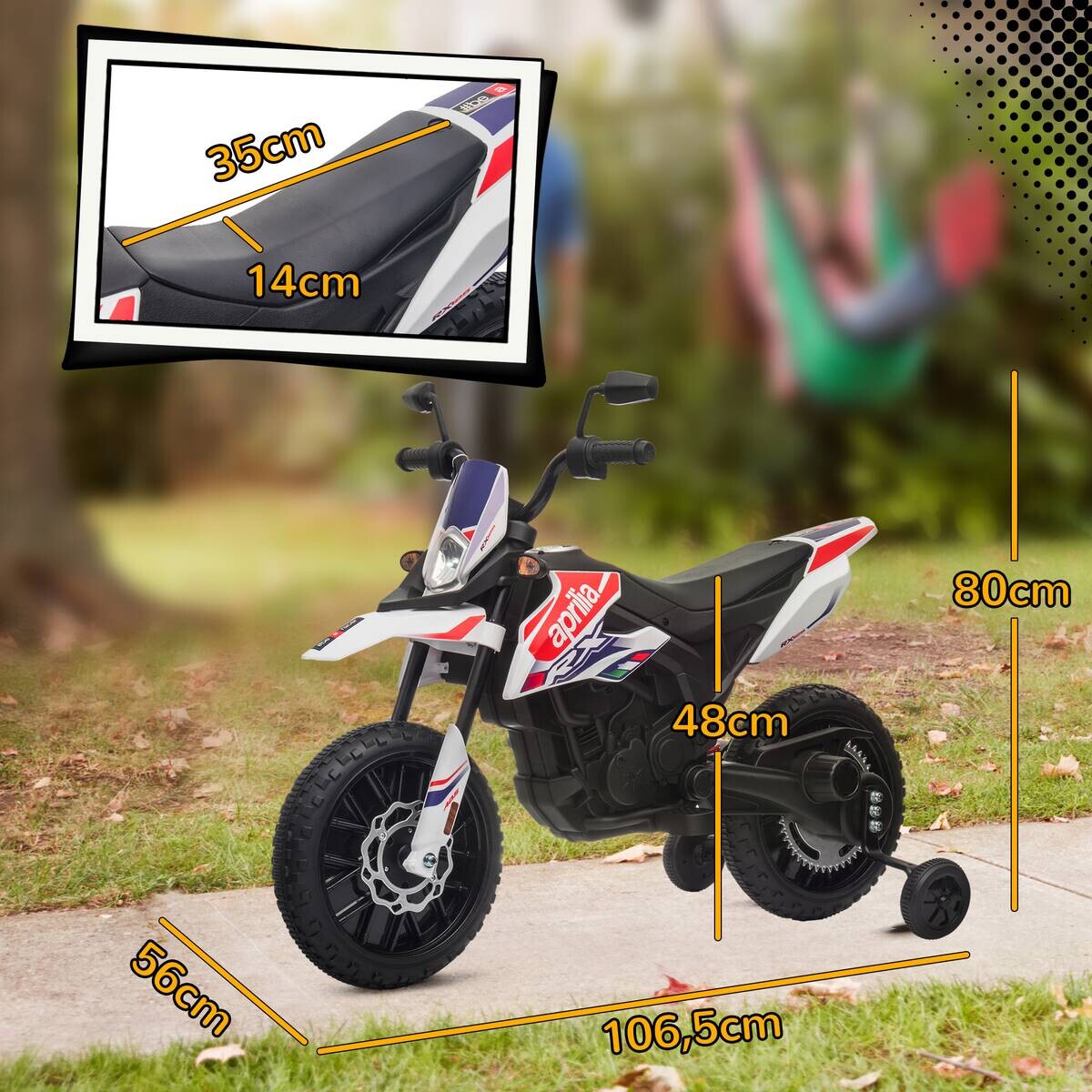 AIYAPLAY Kindermotorrad weiß B/H/L: ca. 56x80x106,5 cm