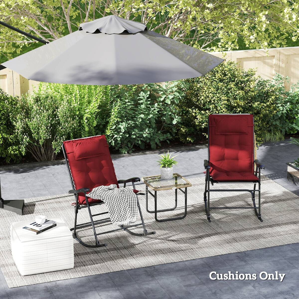 Outsunny Liegenauflage 2er Set weinrot Polyester B/H/L: ca. 50x5x116 cm