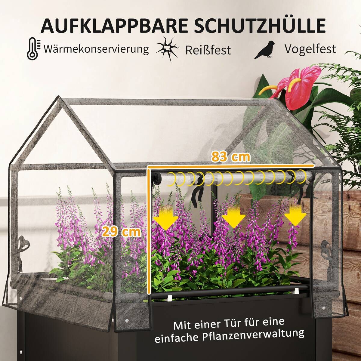 Outsunny Hochbeet schwarz Stahl B/H/L: ca. 60x120x60 cm