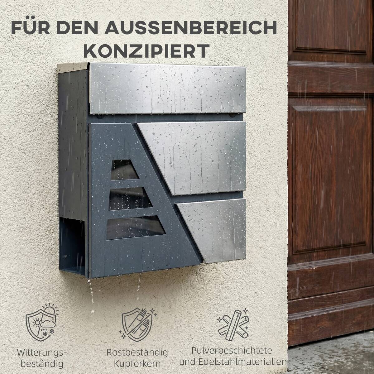 HOMCOM Briefkasten dunkelgrau B/H/T: ca. 37x10x37 cm