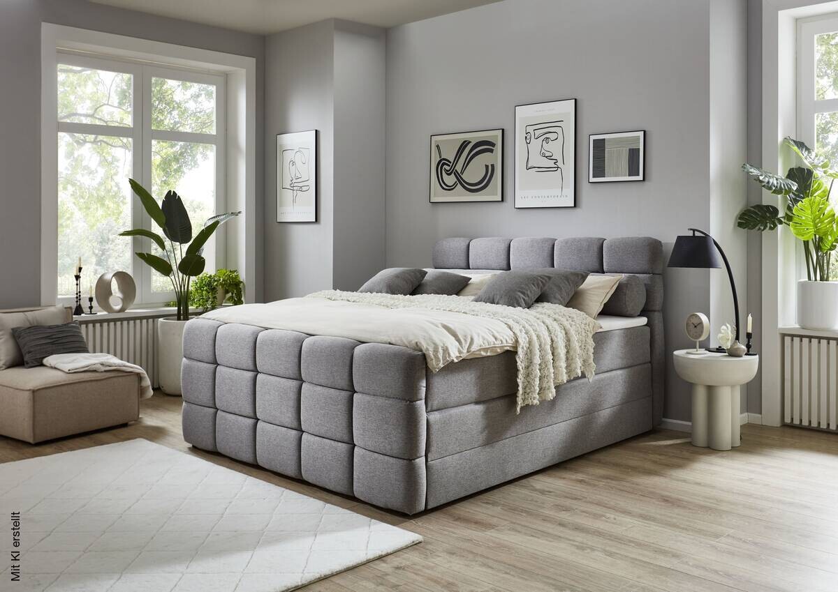 Boxspringbett Lugano hellgrau Liegefläche B/L: ca. 180x200 cm