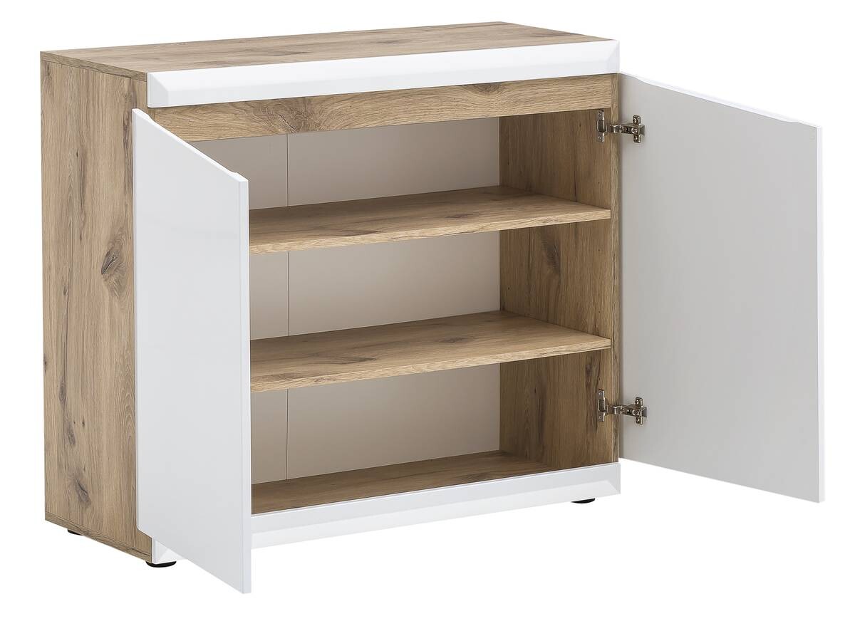 Kommode Tampa Eiche Viking Nachbildung weiß Hochglanz B/H/T: ca. 100x86x40 cm