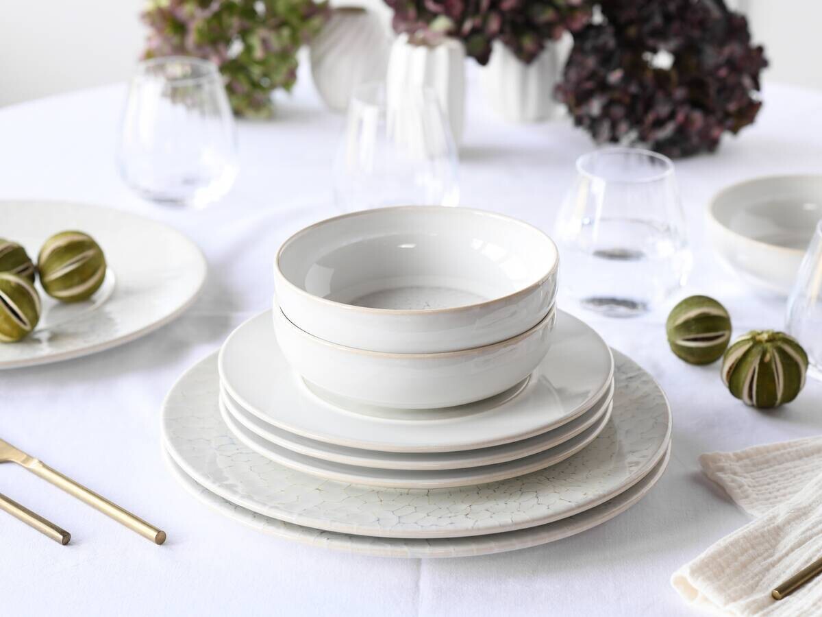 CreaTable Tafelservice Unico Toscania offwhite Steinzeug 8 tlg.