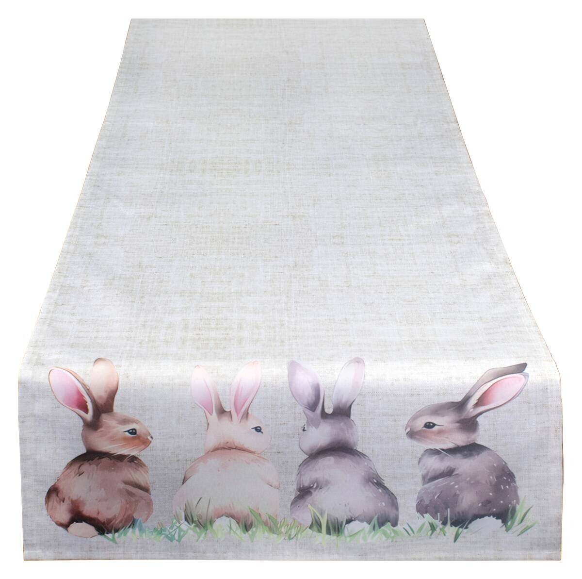 Tischläufer weiß grau 100% Polyester B/L: ca. 40x140 cm
