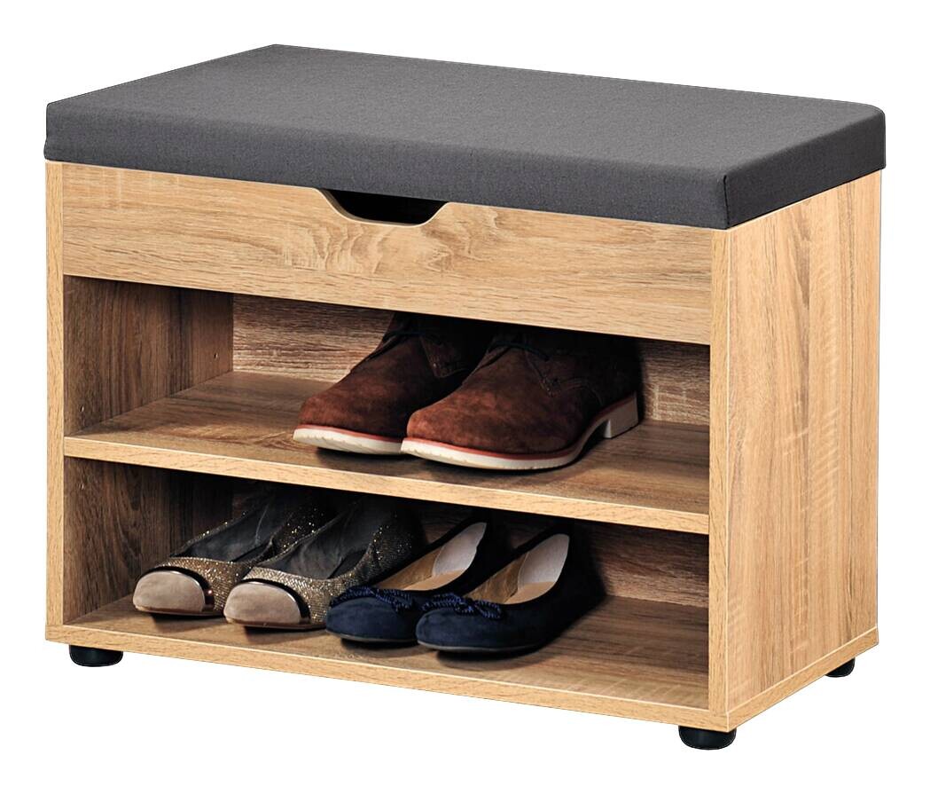 Kesper Schuhschrank mit Sitzkissen Eiche Spanplatte B/H/L: ca. 30x45x60 cm