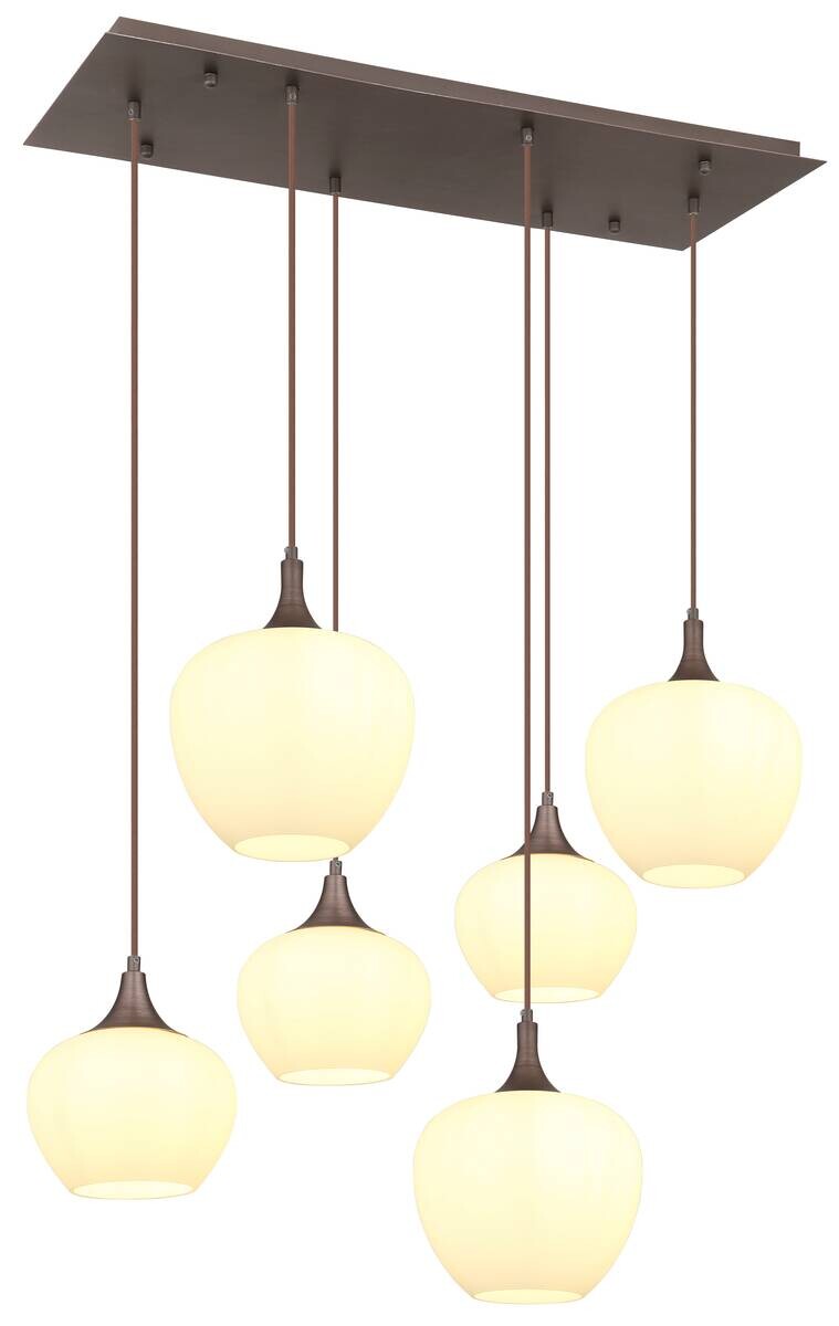 GLOBO Pendelleuchte kaffee Metall B/H/T: ca. 42x120x86 cm E27 6 Brennstellen