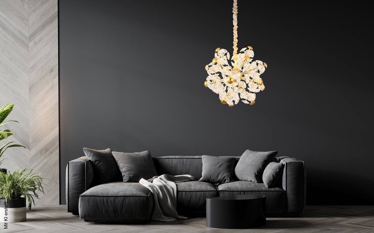 GLOBO Pendelleuchte gold klar Glas Metall H/D: ca. 125x50 cm 1 Brennstellen