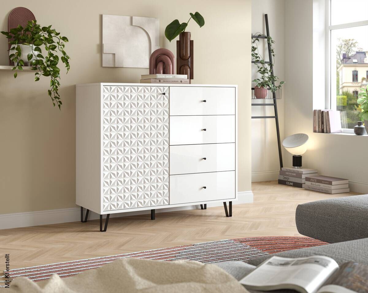 Highboard PRISMA weiß weiß Hochglanz B/H/T: ca. 110x96x40 cm