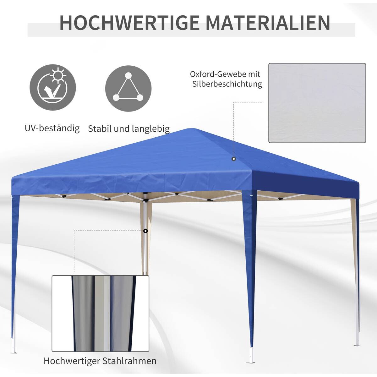 Outsunny Pavillon blau Polyester B/H/L: ca. 295x255x295 cm