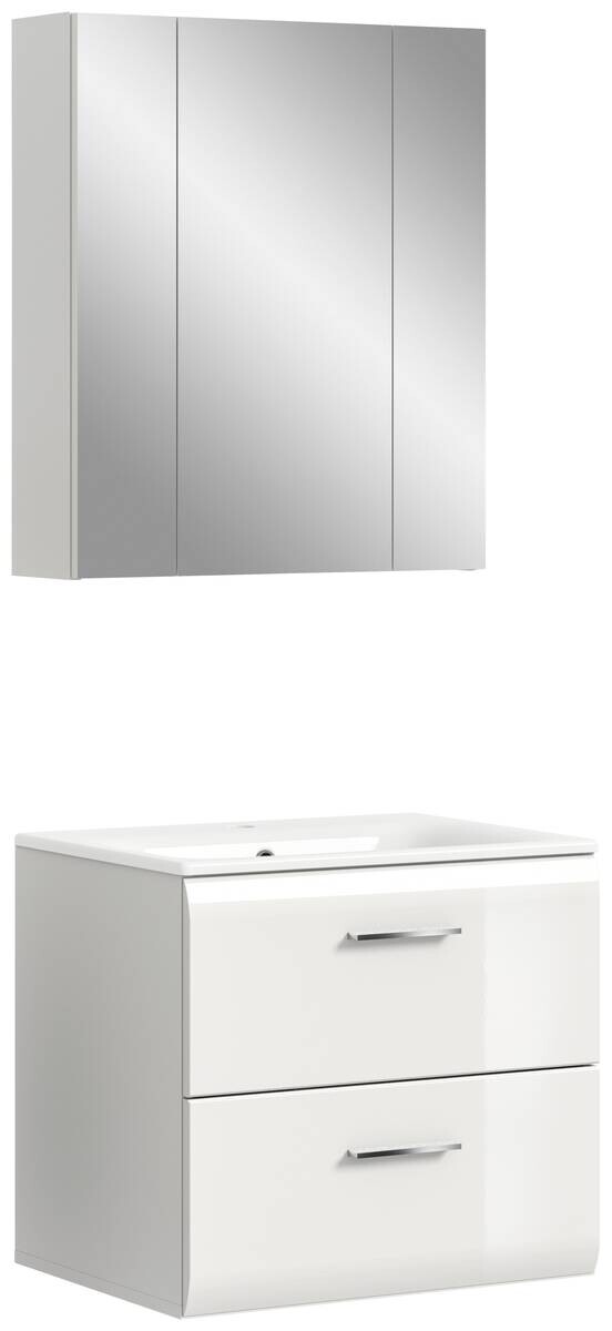 Badezimmer-Set Ice weiß weiß Hochglanz B/H/T: ca. 60x185x46 cm