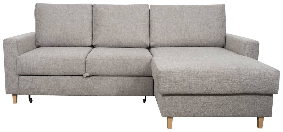 Ecksofa mit Bettfunktion und Bettkasten grau Microfaser B/H/T: ca. 228x92x163 cm