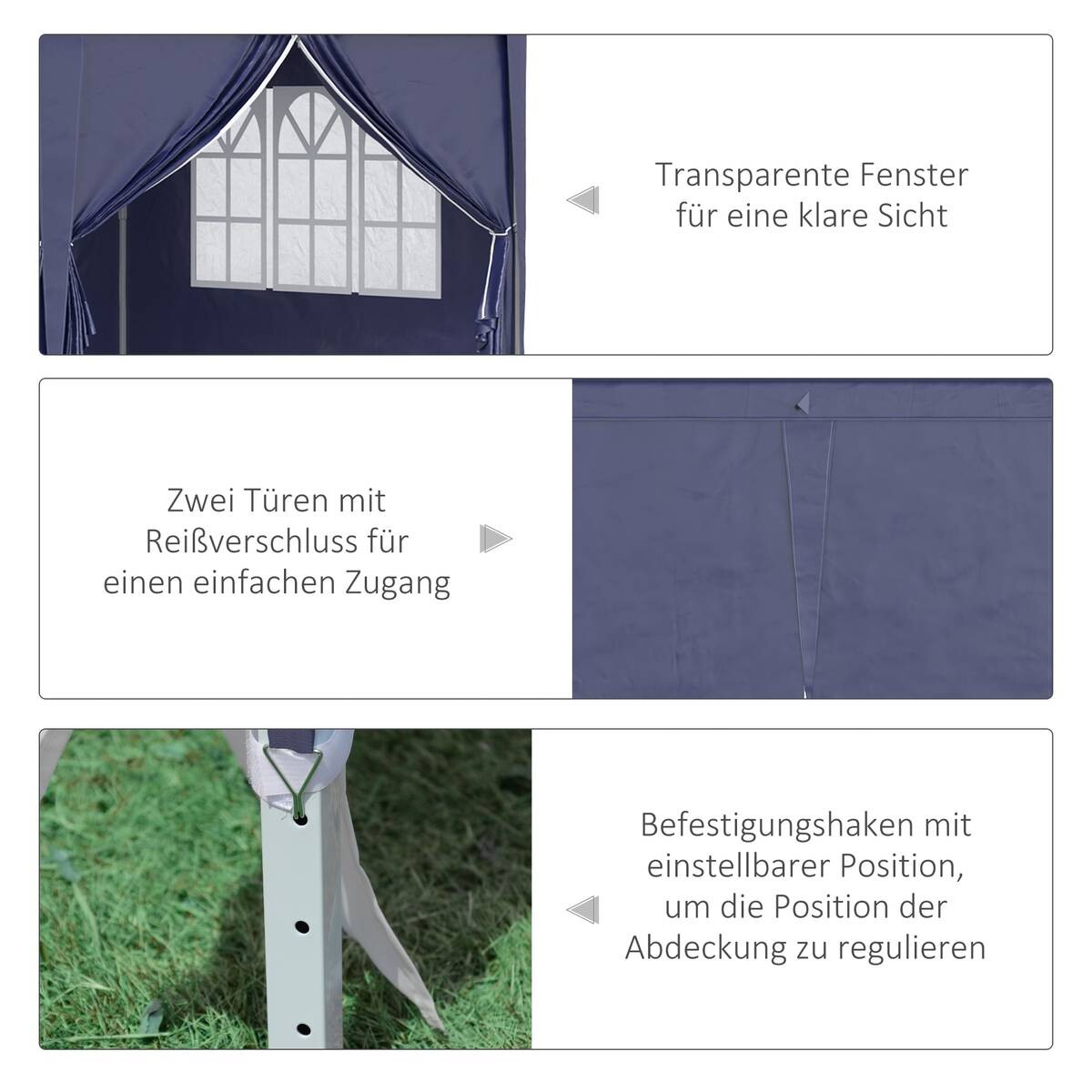 Outsunny Pavillon blau Stahl B/H/L: ca. 295x270x585 cm