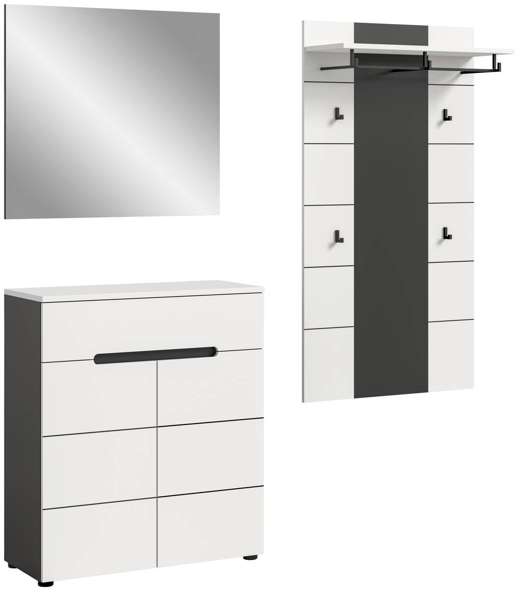 Garderobe Canu basaltgrau Nachbildung weiß B/H/T: ca. 175x190x37 cm