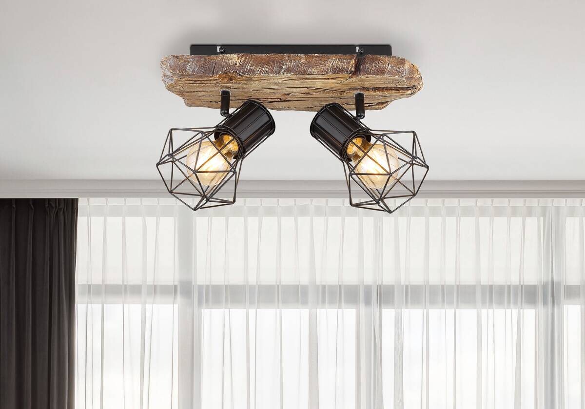 GLOBO Spot schwarz Metall B/H/T: ca. 12x23x38,5 cm E27 2 Brennstellen