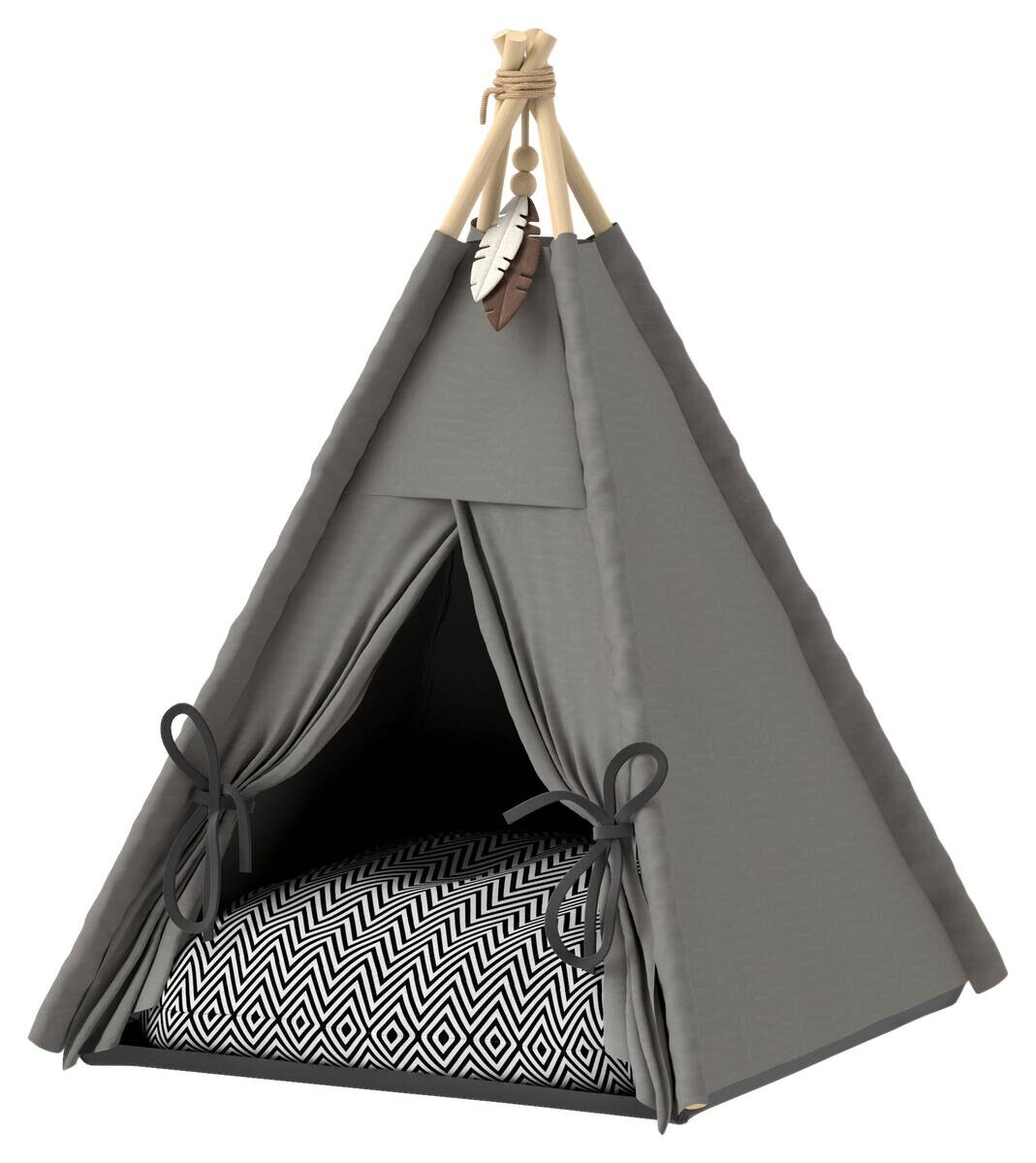 PawHut Katzenzelt grau Polyester B/H/L: ca. 60x76x60 cm