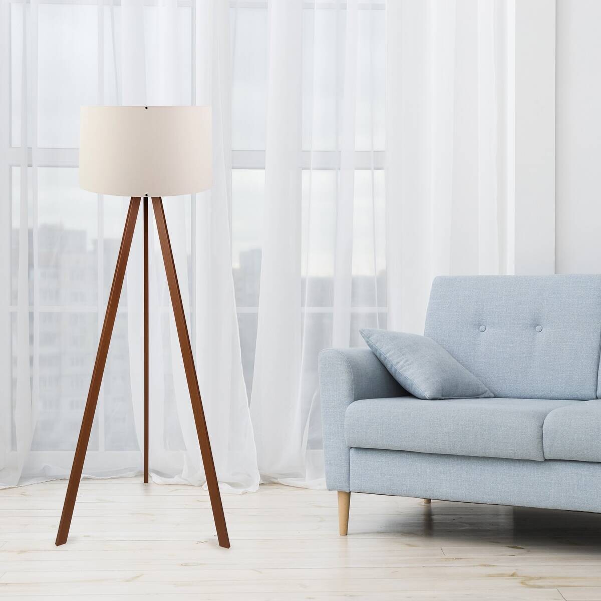 Opviq Stehlampe AYD-1527 braun ecru PVC B/H/T/L/D: ca. 38x140x38x38x38 cm E27 1 Brennstellen