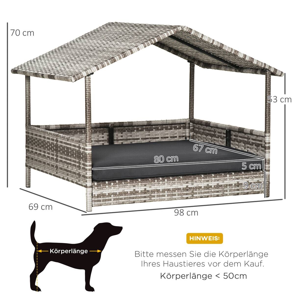 PawHut Hunde-Zubehör grau Polyester B/H/L: ca. 98x69x70 cm