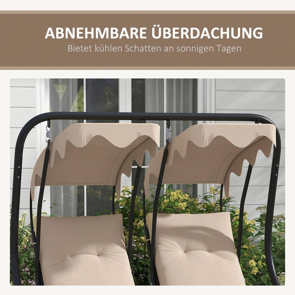 Outsunny Hollywoodschaukel beige Polyester B/H/L: ca. 136x170x170 cm