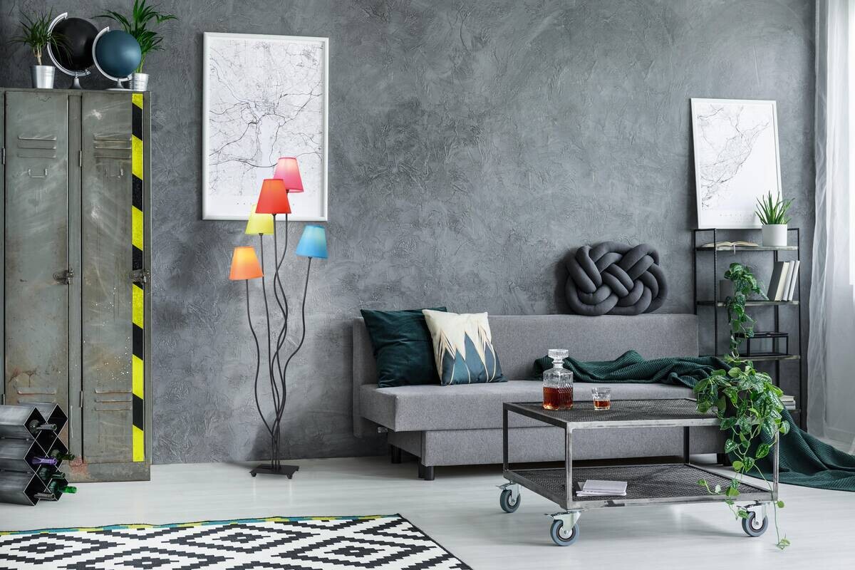 Näve Leuchten Stehlampe 2041261 multicolor Metall Textil B/H/T: ca. 36x166x40 cm 5 Brennstellen