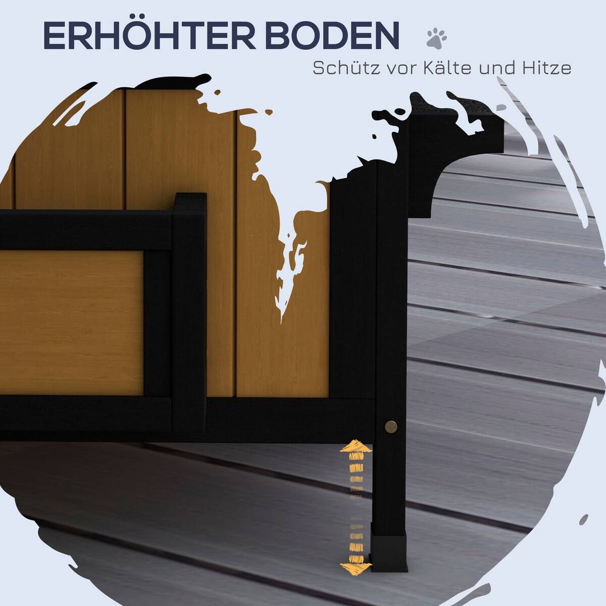 PawHut Katzen-Zubehör gelb Holz B/H/L: ca. 65x96x85,5 cm