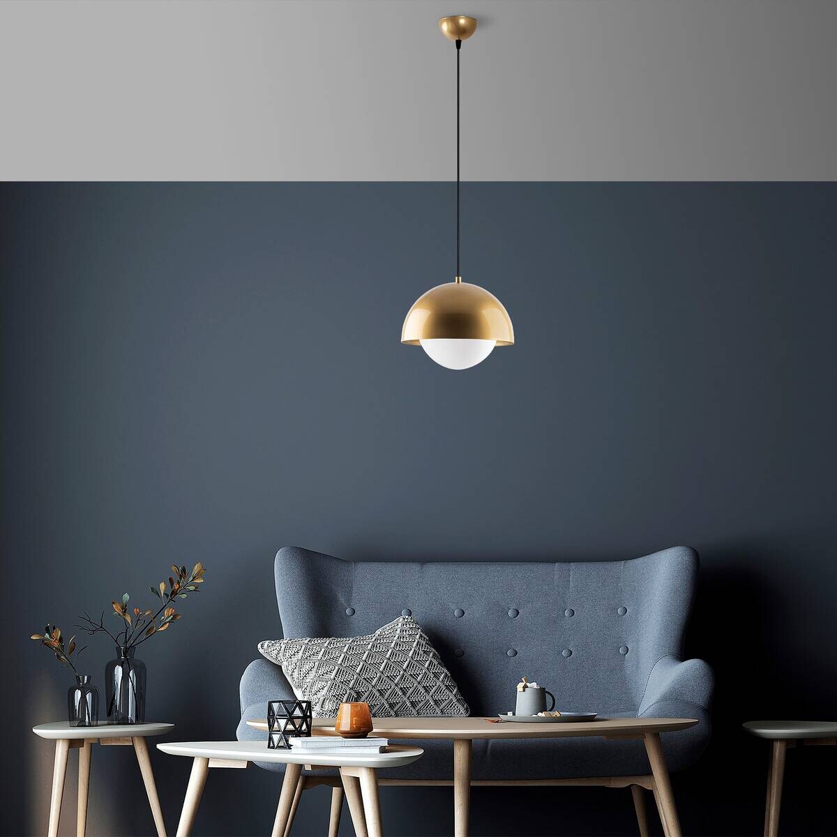 Opviq Pendelleuchte Camgoz-11029 gold Metall Glas B/H/T/L/D: ca. 30x108x30x30x30 cm E27 1 Brennstellen