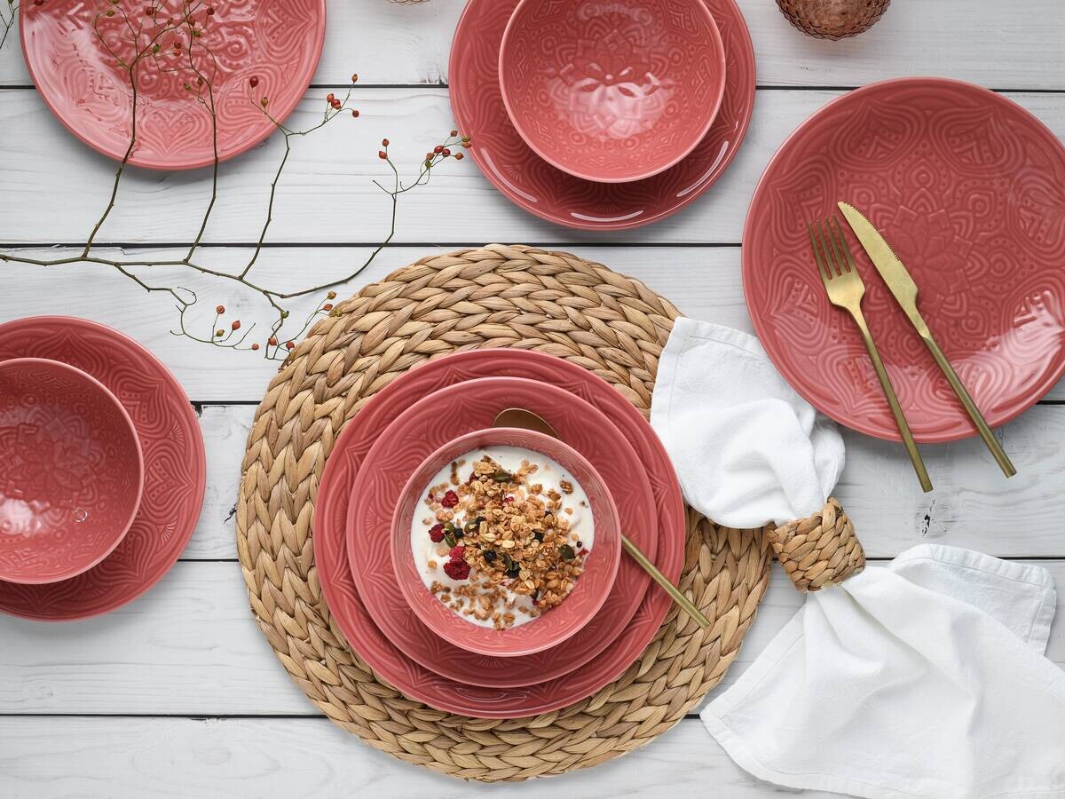 CreaTable Tafelservice Orient Mandala rot Porzellan 18 tlg.