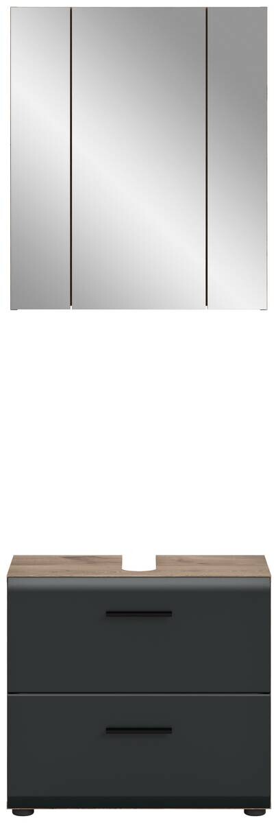 Badezimmer-Set Ice Nox Oak Nachbildung schwarz matt B/H/T: ca. 60x185x30 cm