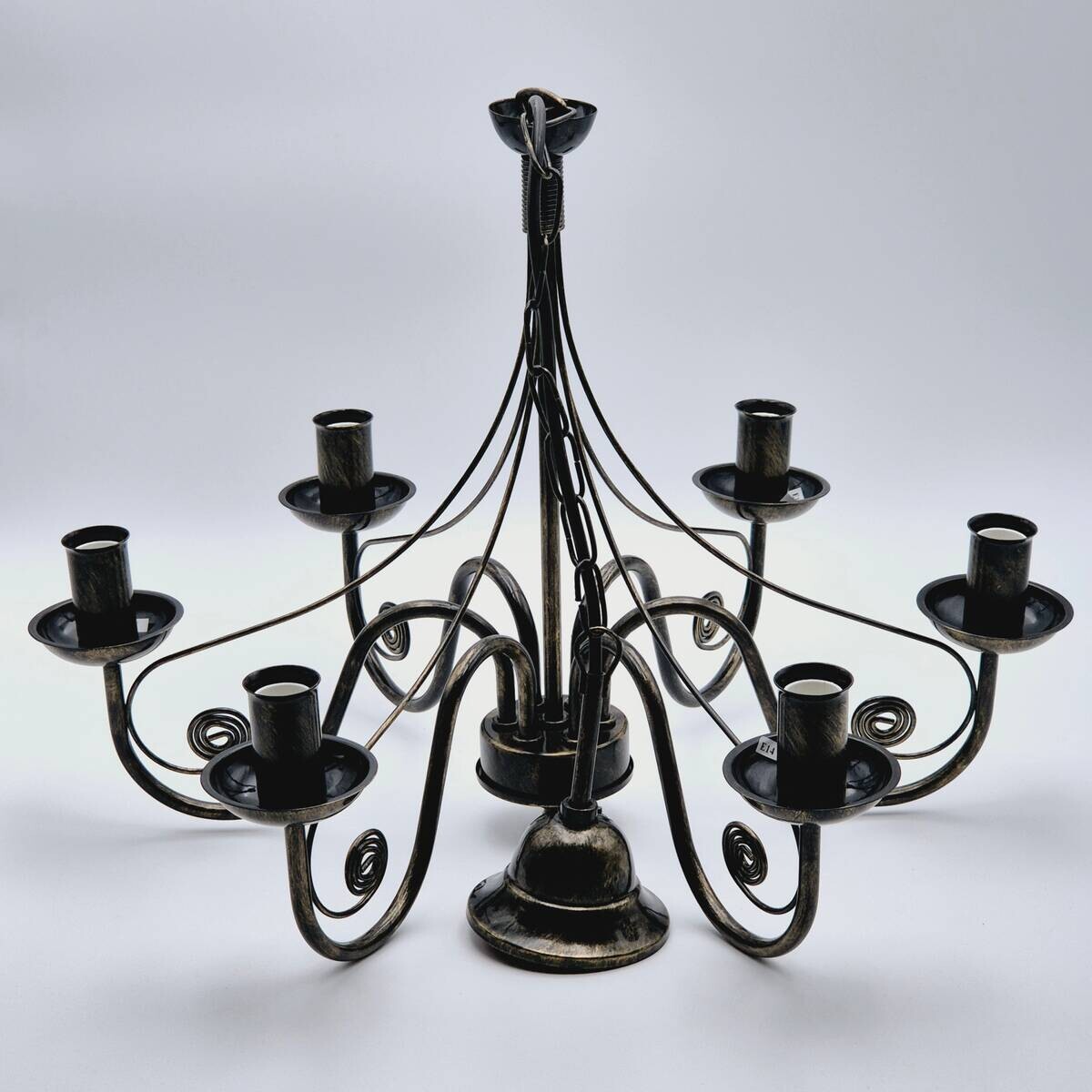 Lamkur Kronleuchter Donato schwarz Stahl B/H/L: ca. 57x72x57 cm E14 6 Brennstellen