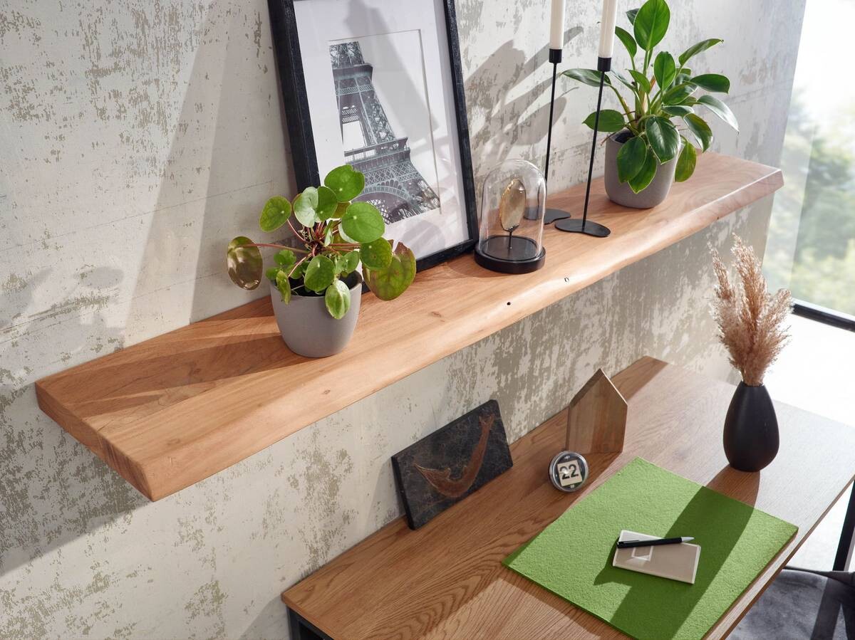 Wandregal braun Holz B/H/T: ca. 160x4x26 cm