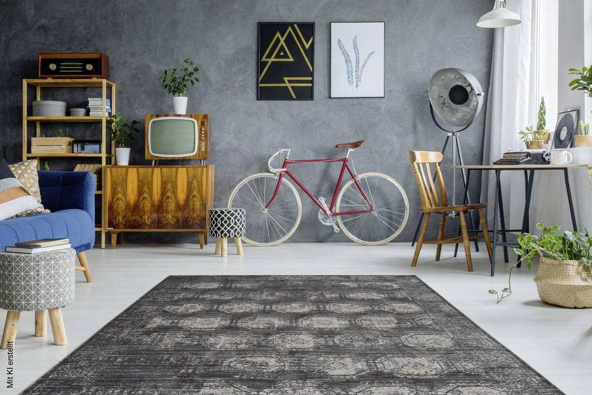 360Living Teppich Baroque anthrazit B/L: ca. 160x230 cm