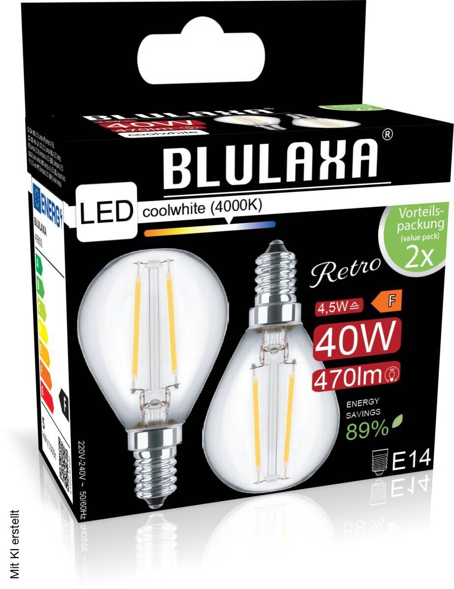 Blulaxa LED-Leuchtmittel Filamentlampe 49800 2er Pack E14