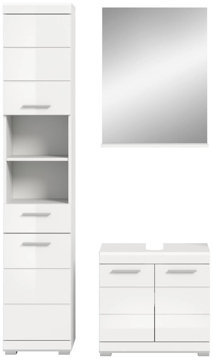 Badezimmer-Set Scout weiß weiß Hochglanz B/H/T: ca. 112x191x34 cm