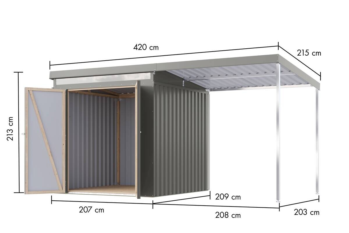 Karibu Gartenhaus Indra 2 grau B/H/T: ca. 206x213x206 cm